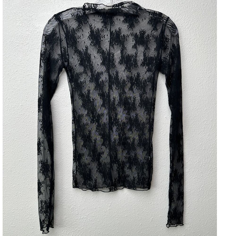 Free People Lady Lux Black Sheer Lace Floral Top XS - Picture 5 of 9
